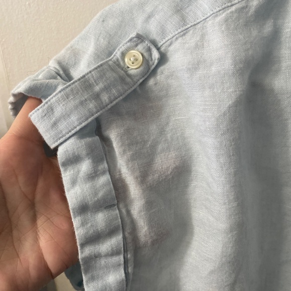 Lord+Taylor 100% linen baby blue short sleeves shirt size S - Picture 3 of 5